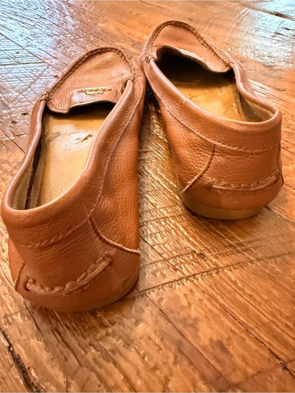 Coach Leather Driving Loafers in Cognac Brown